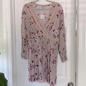 NWT American Rag boho floral rose blush faux wrap dress
